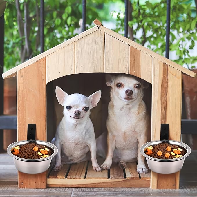 Dandat 6 Pack Elevated Dog Bowls 25 oz Wall Mounted Bowl Stainless Steel Adjustable Height Raised Puppy Metal Food and Water Bowls for Cat, Puppy, and Dogs