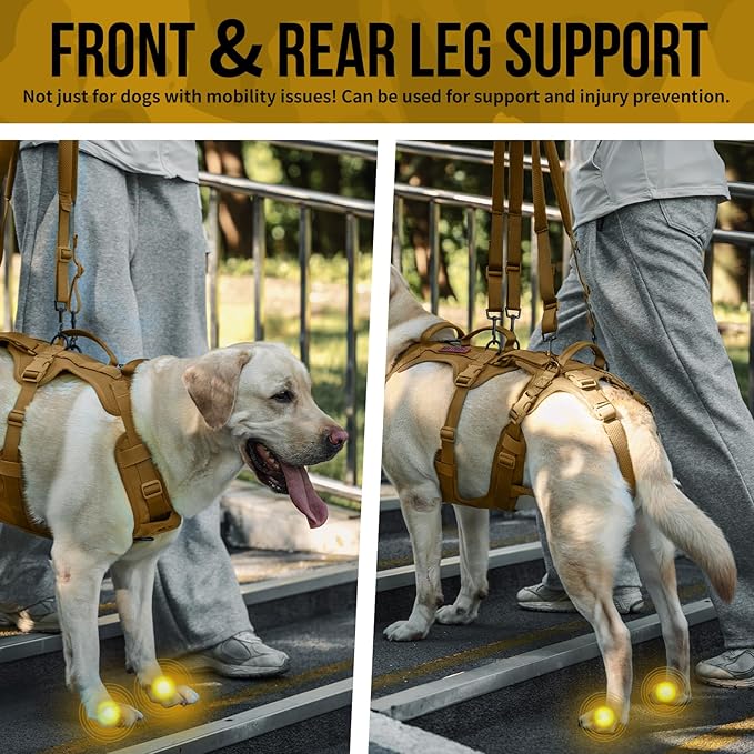 OneTigris Multi-Function Dog Lift Harness, All-Gender Dogs Friendly Design, Full Body Dog Sling Carrier with Three Handles Front/Rear Leg Assist for Arthritis, Help Em Up Harness for Dogs