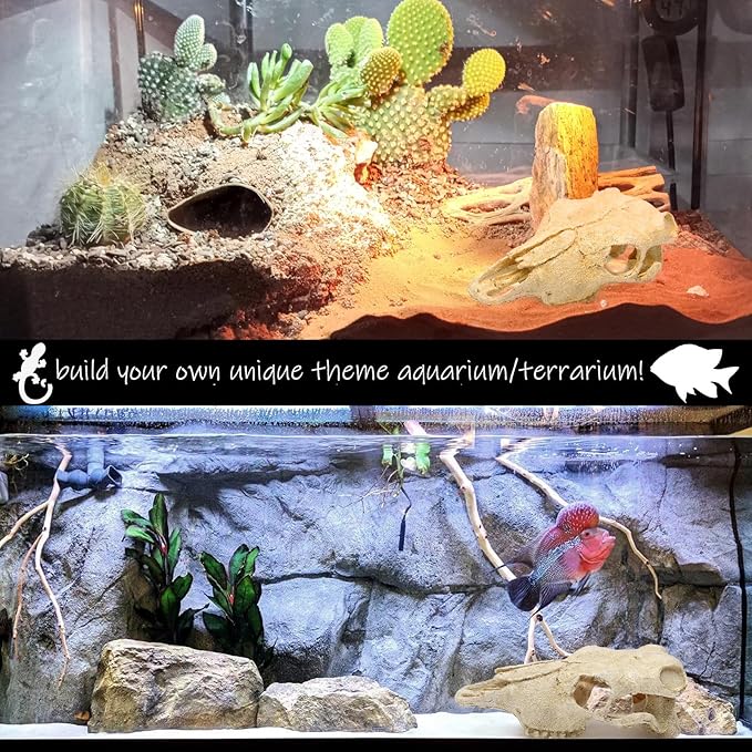 Aquarium Skull Dรฉcor Fish Hideout Cave Decorations Betta Tarantula Reptile Snake for Terrarium Ornament Dinosaur Animal Large Bones Halloween