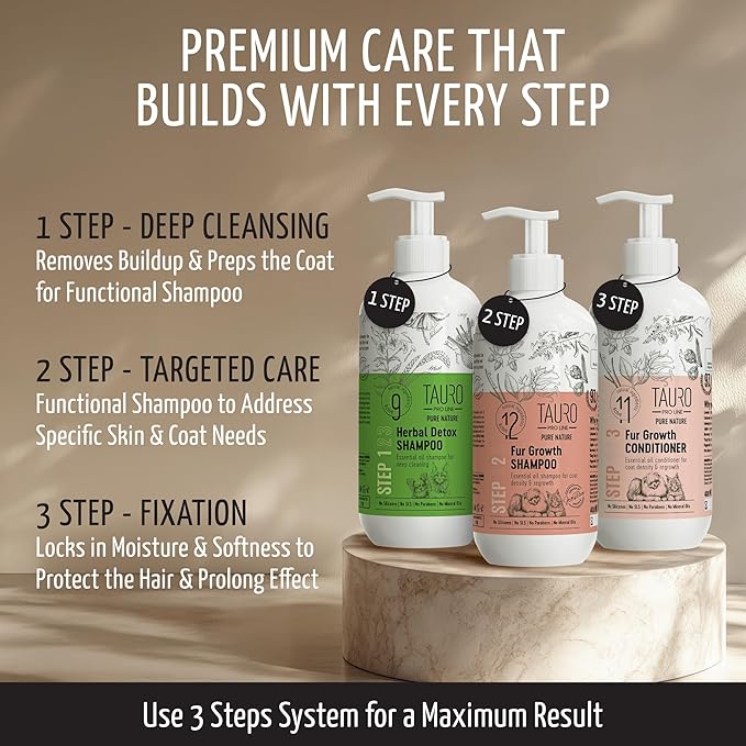 Tauro Pro Line Deshedding Dog Conditioner Detangler, Natural Pet Conditioner for Dogs & Cat Coat Regrowth, Perfect for Poodles & Other Breeds (Fur Growth - 13.5 Fl Oz)