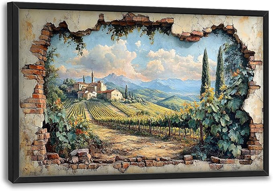 Large Farmhouse Nature Landscape Wall Art for Living Room, Rustic Countryside Canvas Oversized Wall Decor, Vintage Scenery Framed Pictures Painting Print Artwork for Bedroom Dining Room 36L" x 24W"