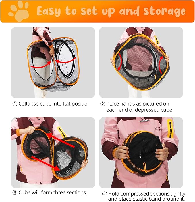 Cat Play Tunnel + Cube(with Three Ways) for Indoor and Outdoor, Kitty Play House, Cat Enclosures, Collapsible Kitty Tent, Kitten Toys Easy to Connect with Kitty Tent(2 Tunnels + Cube )