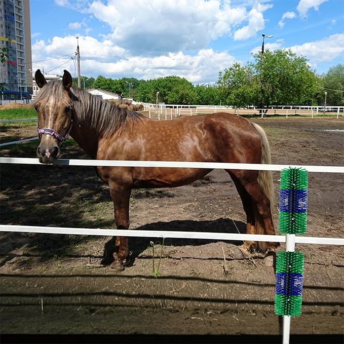 Livestock Scratching Brush, 17.5 x 7.8 Inch Goat Brushes for Grooming, Horse Brushes for Shedding, Livestock Brush with 4 Screws Great for Horse, Elk, Cattle, Pig, Sheep(Green)