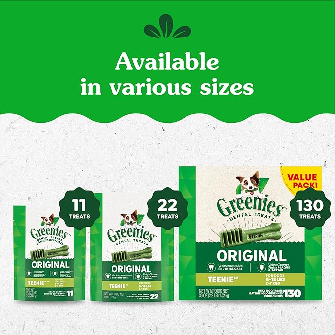 Greenies Original Teenie Dental Dog Treats, 36 oz. Pack (130 Treats)