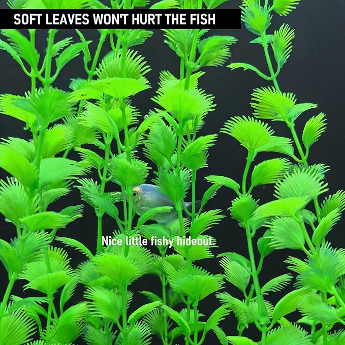23.6 Inch Tall Aquarium Plants – Large Lifelike Artificial Fish Tank Decorations, Fish Tank Plants Plastic,2 Pcs Adjustable Length, Durable & Safe for Freshwater/Saltwater Aquariums (Green (Style A))