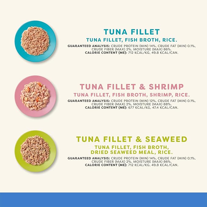 Applaws Natural Wet Canned Cat Food, Made with Limited and Natural Ingredients, Real Protein with No Artificial Additives, Fish Selection Variety Pack in Broth (16 x 2.47oz Cans)