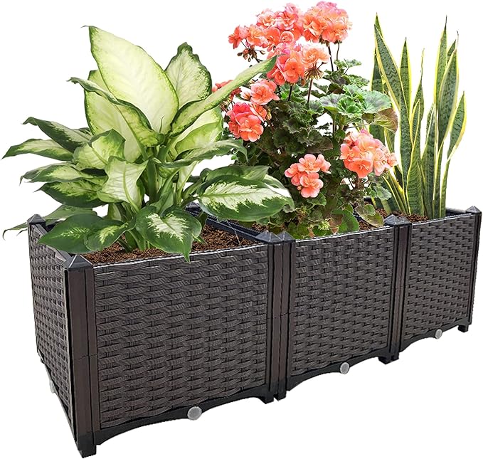 Raised Garden Bed Large Planters for Outdoor Plants Deepened Plant pots Planter Box Elevated Garden Patio Balcony Deck to Planting Flowers Vegetables Tomato and Herbs
