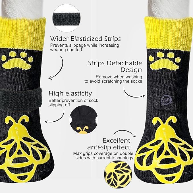 EXPAWLORER Anti Slip Dog Socks to Prevent Licking Paws, Dog Shoes for Hot Pavement, Dog Booties for Small Medium Large Senior Dogs, Traction Control Dog Boots & Paw Protectors for Hardwood Floors