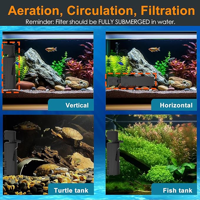 AquaMiracle Aquarium Filter with U - V Light & Pre-Filter Sponge, Fish Tank Filter with Timer for Green Water, Green Clean Machine Turtle Filter with Aeration for Aquarium and Pond 40-70 Gallon