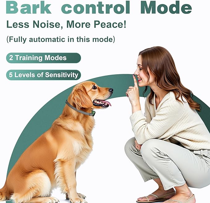 4-in-1 Wireless Dog Fence System Electric Dog Fence with Training Collar & Anti-Bark Collar | Real-Time Pet Status Display | Portable Waterproof Outdoor Pet Containment System