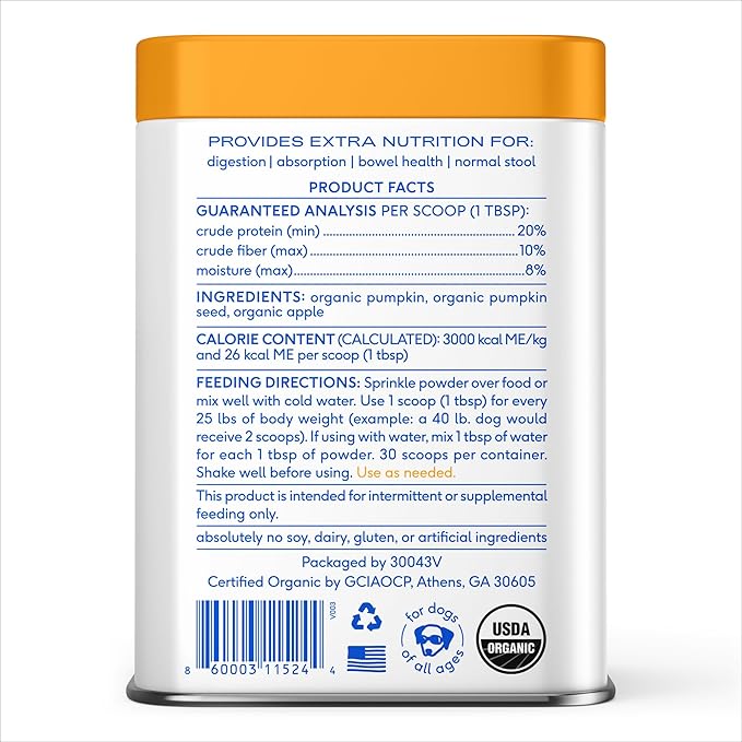 Native Pet Pumpkin for Dogs - Organic Powder Pumpkin Puree Dog Food Toppers -Rich in Fiber Supplement Powder Helps with Digestion, Nutrient Absorption, Diarrhea, Constipation & Upset Stomach-30 Scoops