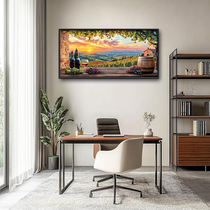 Large Sunrise Landscape Wall Art for Living Room, Sunset Scenery Canvas Oversized Wall Decor for Dining Room, Farmhouse Framed Pictures Painting Print Artwork for Bedroom Office 60L" x 30W"