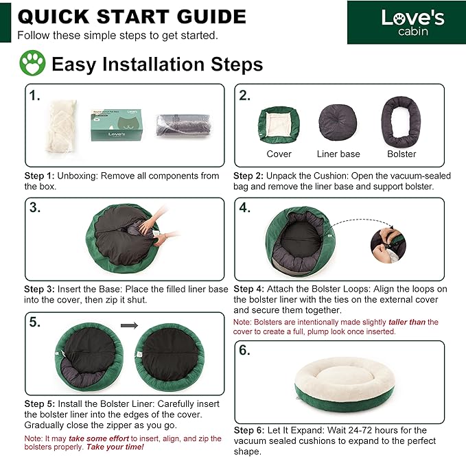 Love's cabin Round Donut Cat and Dog Cushion Bed, 25in Pet Bed for Small or Medium Dogs, Anti-Slip & Water-Resistant Bottom, Soft Durable Fabric Pet Beds, Washable Calming Cat & Dog Bed Green