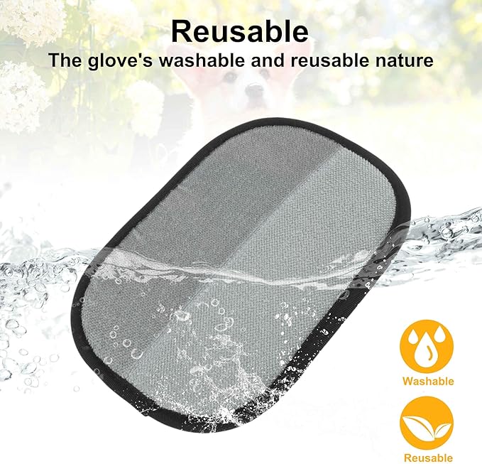 Pet Hair Remover Gloves, Advanced Static-Adhesive Pet Hair Removal Gloves, Reusable Cat Dog Hair Remover Mitt, Pet Grooming Glove for Shedding, 2 PCS