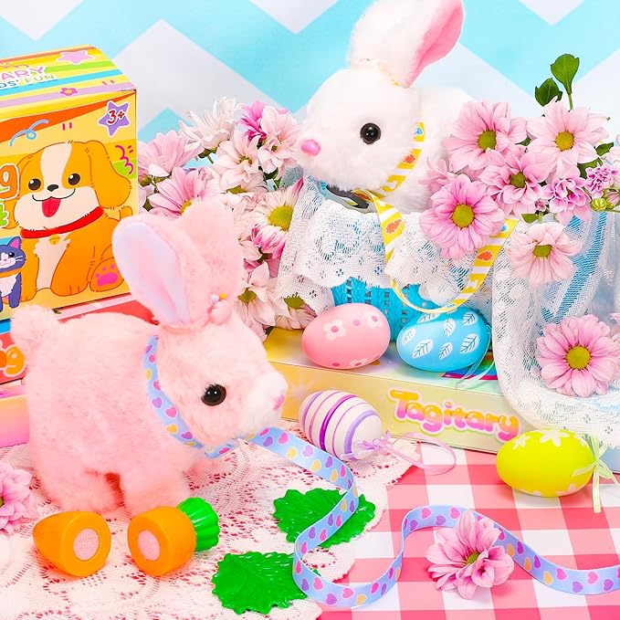 Tagitary Plush Bunny Toys for Kids - Interactive Electronic Rabbit with Sounds, Wiggling Ears, Hopping Motion, Leash - Perfect for Easter, Christmas, or Birthday Gifts