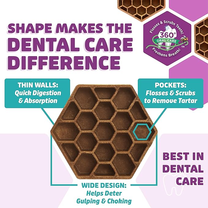 Dog Dental Treats – Vet VOHC Approved – Delicious Chicken Protein – Removes Tartar with Cleaning Comb Shape – Dental Dog Treats for Extra Large Dogs (24oz, 12 Count)