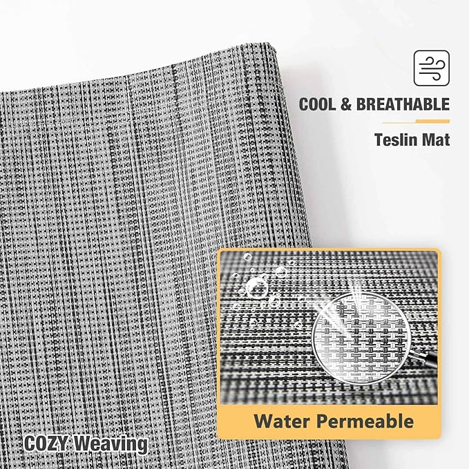 Veehoo Chew Proof Elevated Dog Bed - Cooling Raised Pet Cot - Silver Aluminum Frame and Durable Textilene Mesh Fabric, Unique Designed No-Slip Feet for Indoor or Outdoor Use, Black Silver, Medium