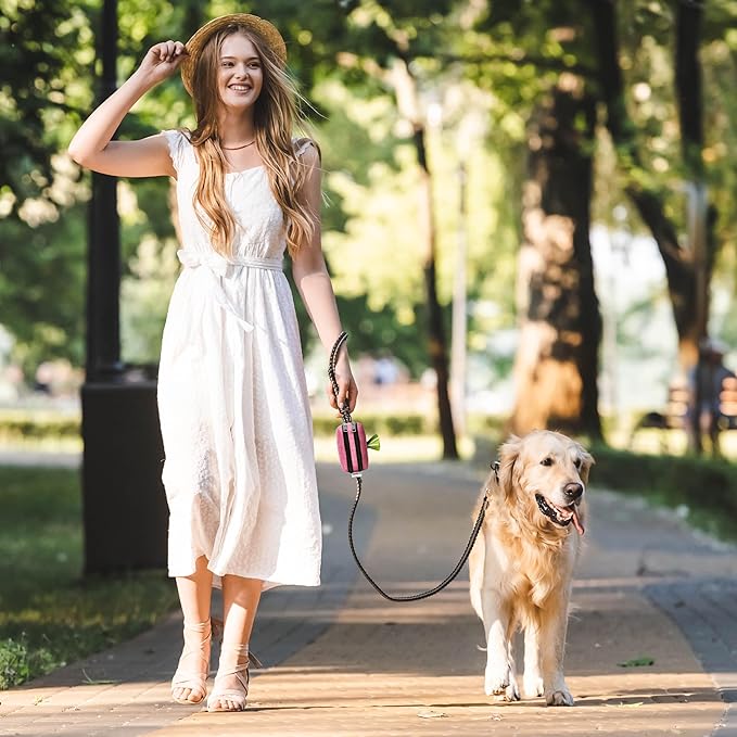 Dog Poop Bag Holder for Leashes - Dog Poop Bag Dispenser and Treat Holder with 2 Waterproof Pouches for Pet Waste Bags and Walking Accessories + 1 Free Roll - Leashrr 2.0 (Blue)