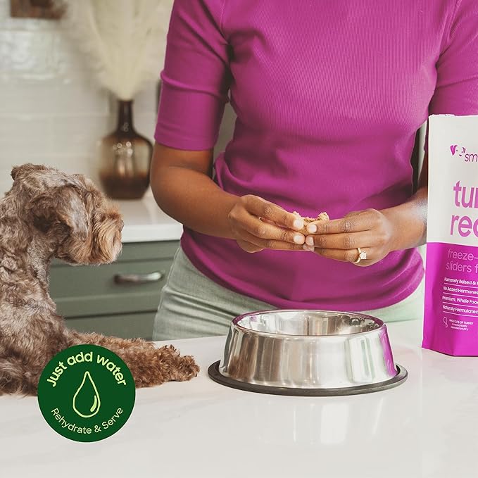 smallbatch Pets Freeze Dried Raw Dog Food, Turkey Recipe, 25 oz, Organic High Protein Dog Food, Grain Free, Made in The USA, Humanely Raised Meat, Single Protein, for Picky Eaters, Hydrate & Serve