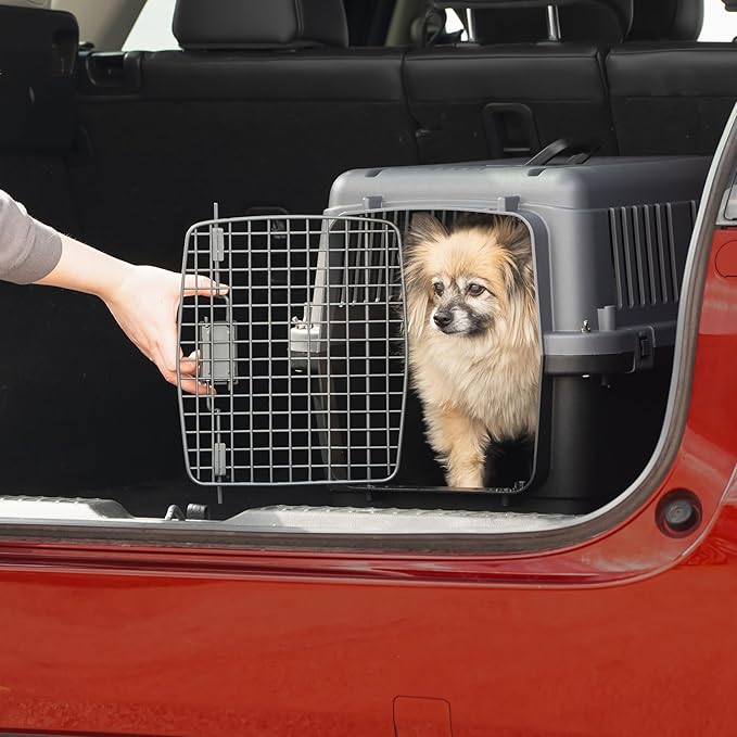 SportPet Designs Plastic Airline Approved Kennels Wire Door Travel Dog Crate, Small (No Wheels)