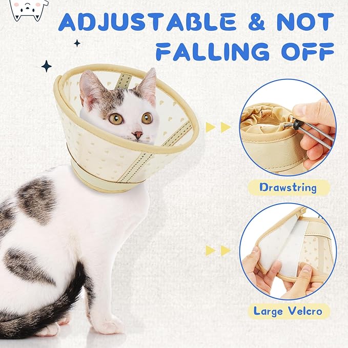 Supet Cat Cone Collar After Surgery, Soft Mesh Recovery Collar to Stop Licking and Scratching, Plastic Cone Alternative for Small Kitten, Medium, Large Cats ()