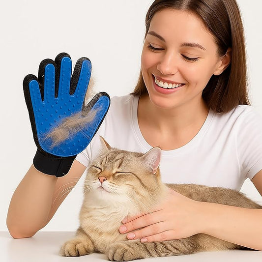 Cat Grooming Glove for Hair Removal – Pet Grooming Glove for Cats – Deshedding Brush Glove for Long Hair Cats – Cat Glove Brush Mitt – Soft Silicone Right Hand Glove – Easy to Clean