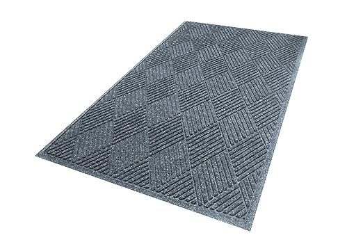 M+A Matting WaterHog Diamond | Commercial-Grade Entrance Mat with Rubber Border – Indoor/Outdoor, Quick Drying, Stain Resistant Door Mat (Bluestone, 3' x 4')