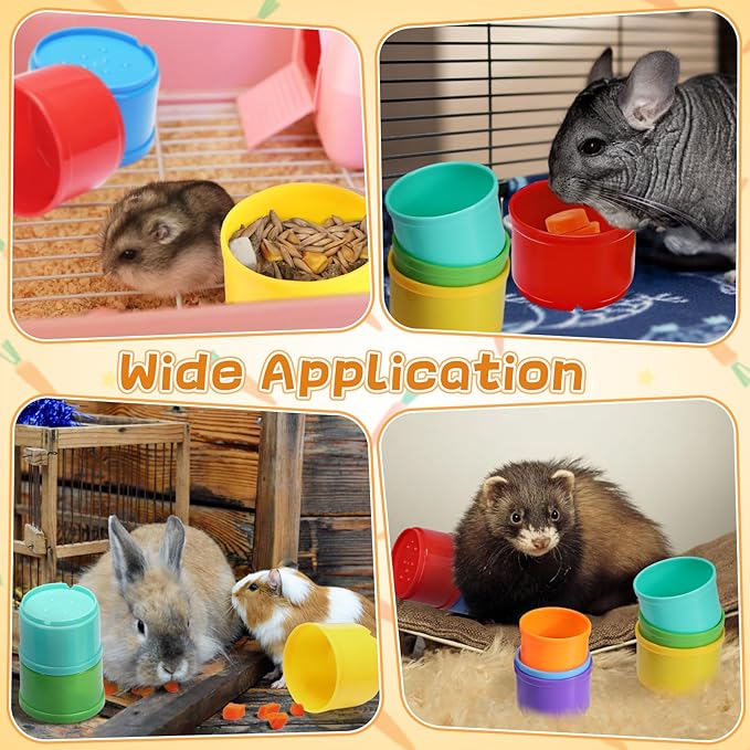 MEWTOGO 8 Pcs Stacking Cups for Rabbits - Safe Reusable Bunny Toys in Different Sizes, Durable Rainbow Colored Nesting Toys for Small Animals, Bunny Hiding Food Playing Gifts