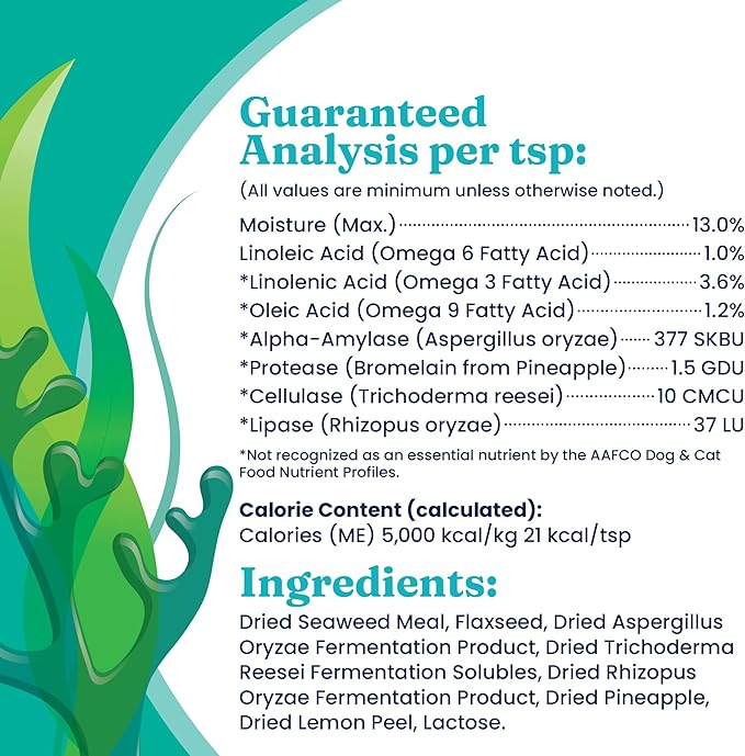 Solid Gold Cat & Dog Multivitamin Powder - Kelp Powder, Omega 3 & Vitamins for Dental, Digestive, Immune, Skin & Coat Health - Multi Vitamin for Dogs & Cats - Cat & Dog Food Additive Supplement - 1lb