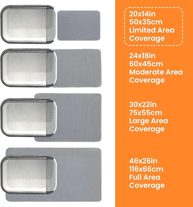 Small Cat Litter Mat, 20x14’’ Double Layer Honeycomb Cat Litter Box Mat, Non Slip Waterproof Urine Proof Litter Trapping Mat for Floor, Kitty Litter Pad, Indoor Pet Supplies, Gray