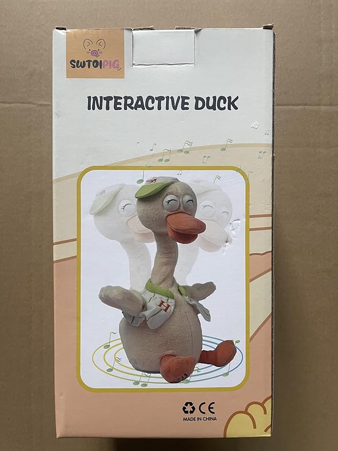 Talking Dancing Duck Toy Mimicking Recording Plush & Interactive Toy, Repeating What You Say, Neck Shaking Stuffed Toys, Talking Doll for Birthday Kids Gift for Boy & Girl