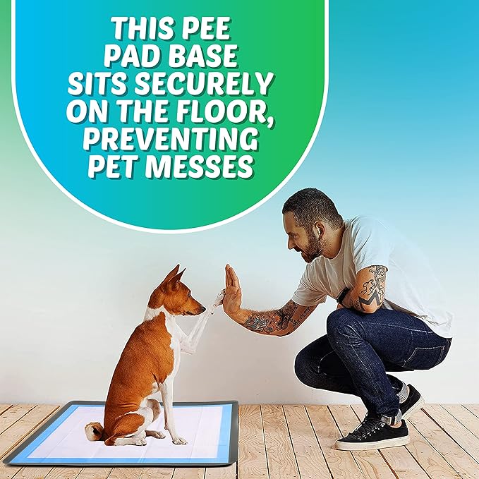 TidyFriend Dog Pee Pad Holder Tray Fits for 27.5” x 44” Wee Wee Pee Pads - Stable Grip, Raised Edges, Quick-Wipe Silicone Surface Dog Potty Tray Holder for Indoor Flooring Protection (Grey)
