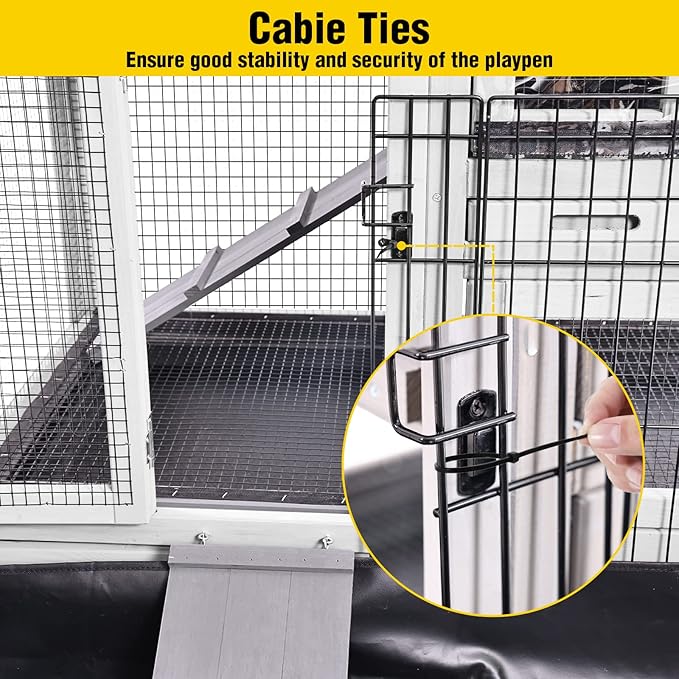 Aivituvin Pet Playpen Guinea Pig Cage Small Animal Rabbit Exercise Pen with Waterproof Floor Liner - Extension Playpen ONLY