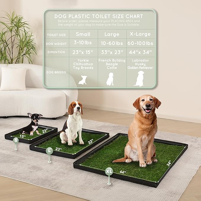 Dog Grass Pad with Foldable Dog Litter Box,Extra Large Liner Base for Balcony,Ultra-Absorbent Artificial Grass Pads for Dogs Pee Pad Holder, Potty Training, 2 PCS Reusable Pee Pad