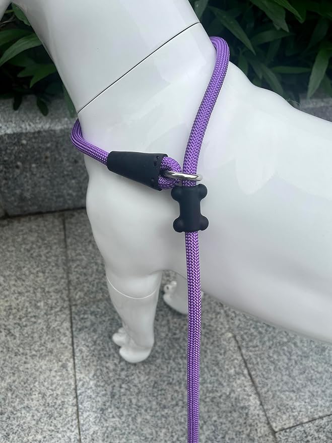 Slip Lead Dog Leash,Strong Nylon Rope Leash and Padded Handle,No Pull Outdoor Walking Training Lead for Small Medium Large Dogs (Purple, 1/2"×6ft)