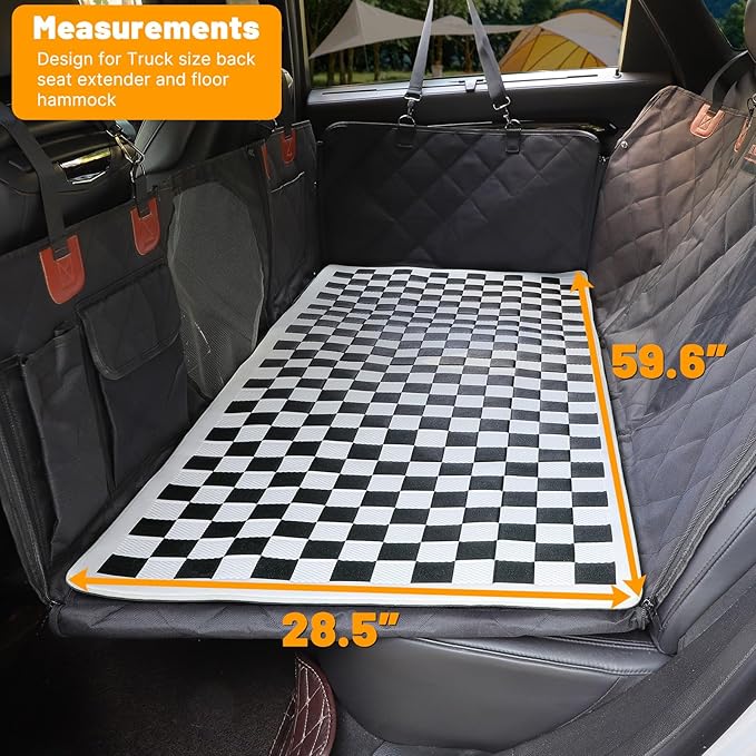 Manificent Non-Slip Pet Bed Mat for Truck Back Seat Extender, Hair Resistant Dog Blanket for Hard Bottom Dog Car Seat Cover, Anti Slip Pet Linner Backseat Cover Black Plaid XL