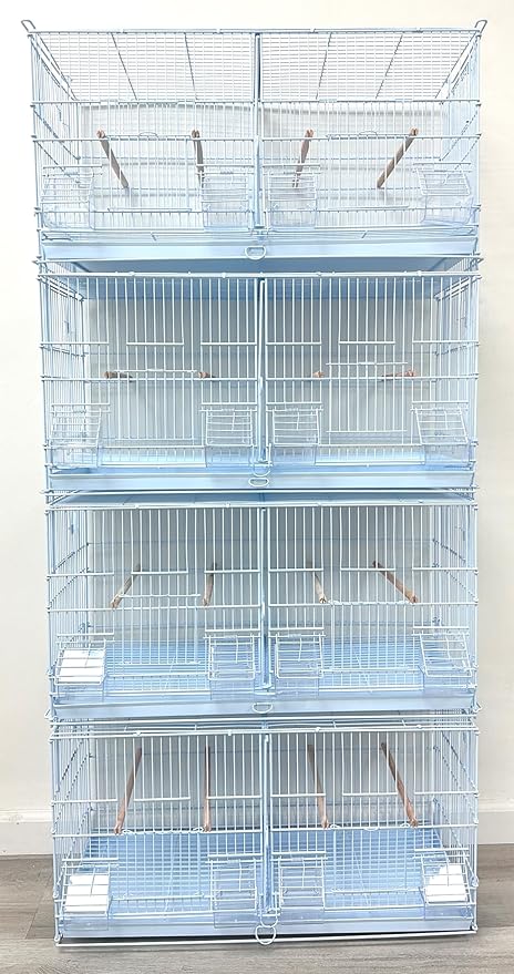 LOT of Stackable Breeder Bird Flight Cage with Removable Center Divider and Breeding Nest Box Doors with Removable Rolling Stand