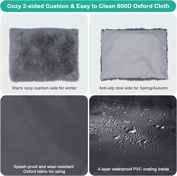 XL Indoor Dog House Dog Kennel Bed Mat with Cushion for Small Medium Large Dogs Cats, Winter Warm Cat Nest Puppy Cave Sofa Pet Products Easy Assembly, 33.9 * 26.8 Inches