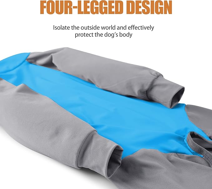 Dog Recovery Suit, Abdominal Wound After Surgery Wear, Prevent Licking Wounds, E-Collar & Cone Alternatives, Long Sleeve Postoperative Shirts Dog Pajamas Prevent Shedding(2XL, Blue)