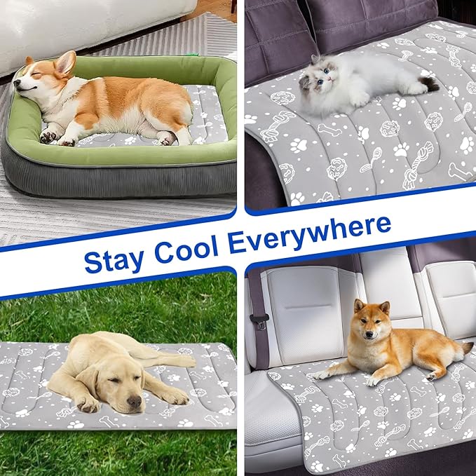 MH MYLUNE HOME Upgrade Cooling Mat for Pets, 28”x39” Arc-Chill Fiber Reinforced Padding, Heat-Absorbing Color-Changing Pet Pad, Foldable/Washable Summer Bed