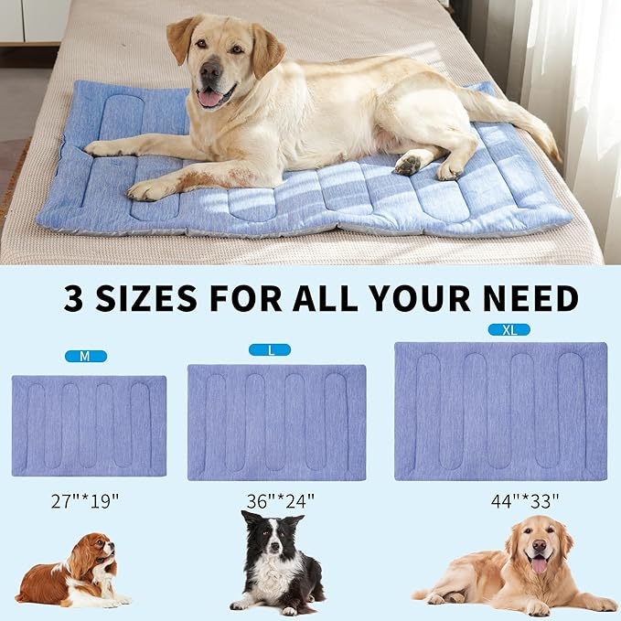 MARUNDA Dog Cooling Mat, 44" x 32" Thicken Waterproof Cooling Mat for Extra Large Dog, Q-MAX>0.5 Ice Cool Fabric-Cool on Contact,Easy Washable Pet Pad in Summer (44" x 32" (XL), Blue)