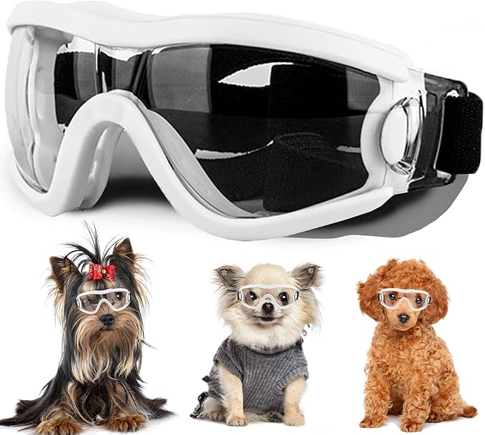 Small Dog Sunglasses with Adjustable Strap UV Protection, Winproof Puppy Sunglasses, Suitable for Dogs Eyes Protection,Soft Dog Goggles