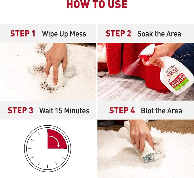 Nature's Miracle Stain and Odor Remover, Spot Stain and Pet Odor Eliminator, Enzymatic Formula, 32 Ounce Spray