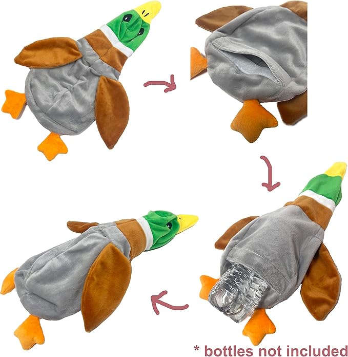 Jalousie 5 Pack Stuffingless Dog Squeaky Toys Dog Toy w/Durable Liner No Stuffing Dog Toy - Dog Toys Crinkle Paper Squeaker Toy for Medium Large Dogs (5 Pack - w/Bottle Insert Pouch)