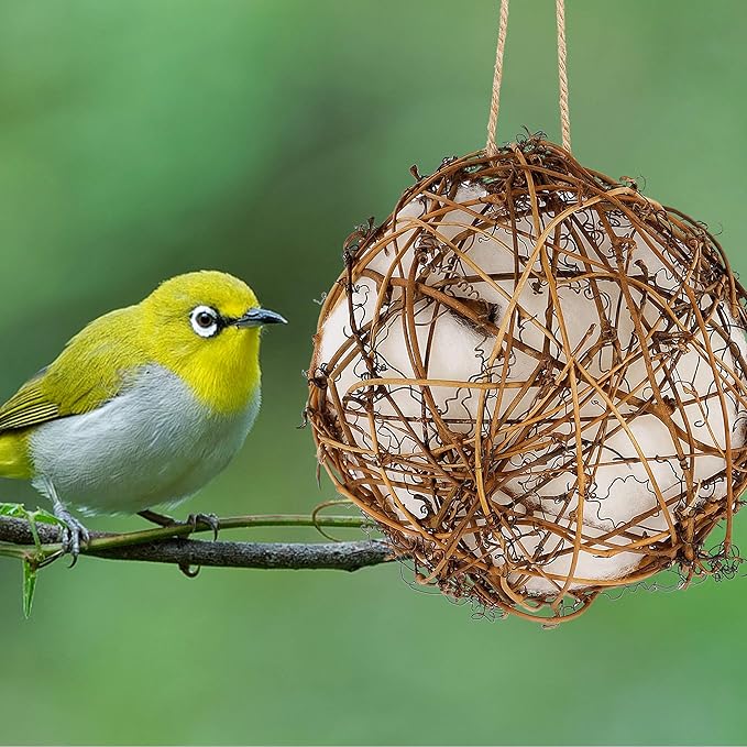 winemana Set of 3 Globe Hummingbird Nesters, Full of Bird Nesting Materials, Design for Bird Lovers, Idea Bird Gifts in Outdoor Indoor Patio Garden