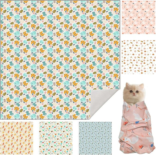33.5" Cat Wrap for Grooming, Maximum, Self-Adherent Soft Cat Blanket for Nail Clipping, Anti-Scratch-Escape Calming Wrap, Cats Burrito Swaddle for 6-18 lbs (Green Kitten, XX Large)