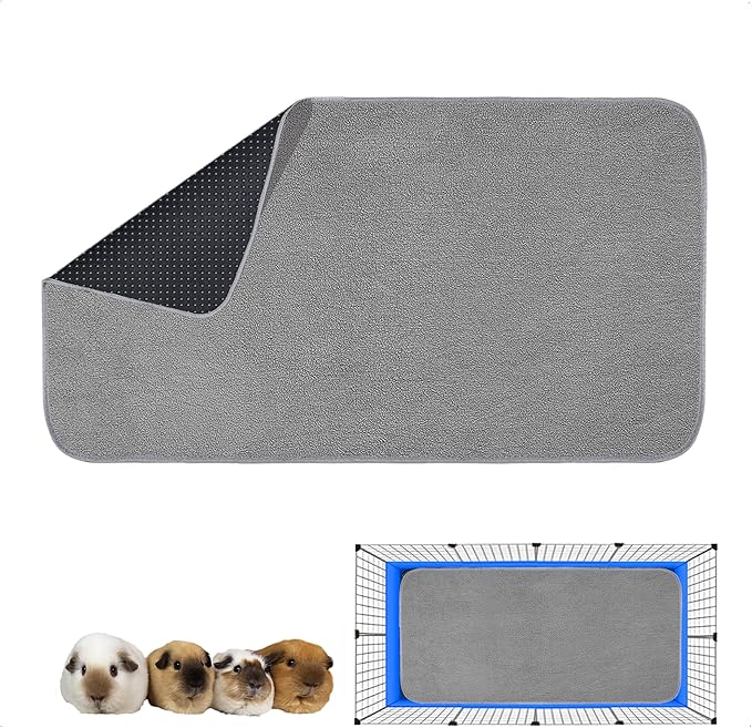 Guinea Pig Cage Liner, 1 Pack - Washable, Reusable, Leakproof Fleece Bedding Pads for Small Animals with Anti-Slip Bottom - for C&C 2X4 Area, Gray