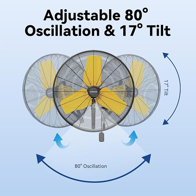 24 Inch 9500 CFM Waterproof Wall Fan Pro Series - Outdoor High Velocity Wall Mount Fan with Enclosed Motor for Residential, Warehouse, Patio, Shop, Garage, Barn UL Safety Listed