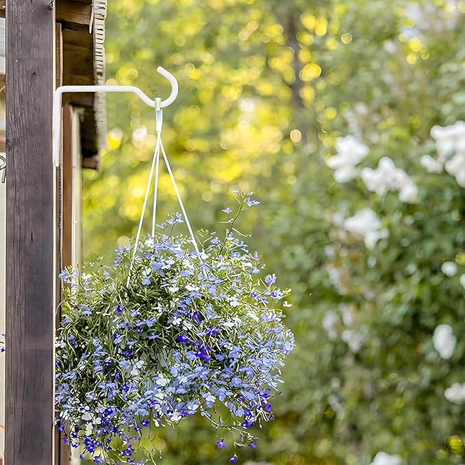 White Metal Wall Hooks Hanging Plant for Bird Feeders, Wind Chimes, Flower Baskets.Wall Plant Hangers Indoor/Outdoor (White, 2PCS)