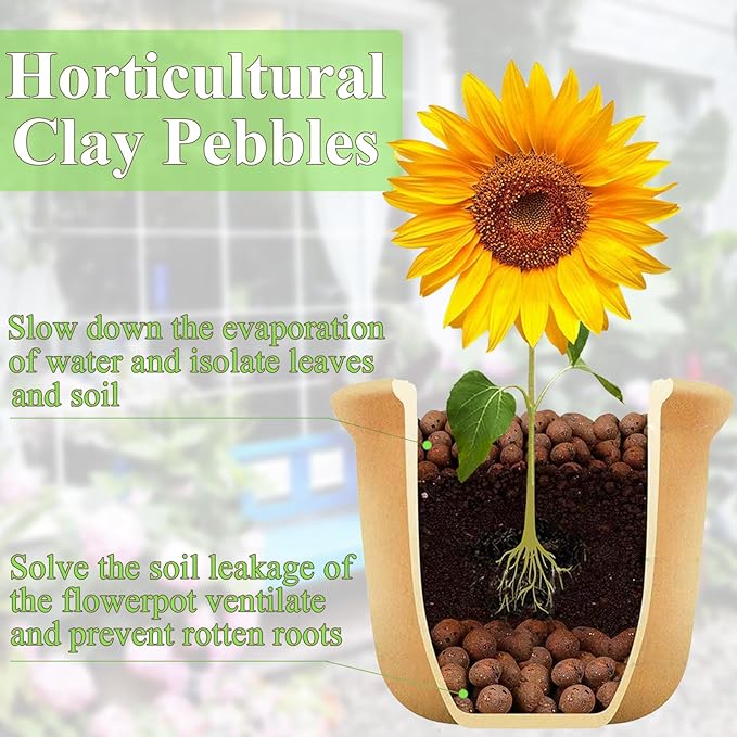 2 lbs Clay Pebbles for Plants, 8-12 mm Leca Clay Balls for Indoor Plants, Orchid Potting Mixes, Hydroponic Growing, Aquaponics, Potted Top Dressing and Drainage